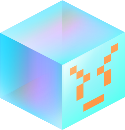 The logo for Bitter Pixel. It is a translucent light blue cube with an angry pixelated face on one of the cube's sides.'
